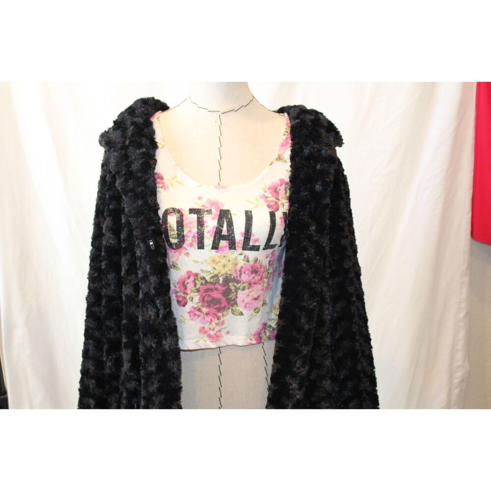 Dennis Basso Black Faux Fur Coat Elegant Luxe Mob Wife 2X - Picture 12 of 13